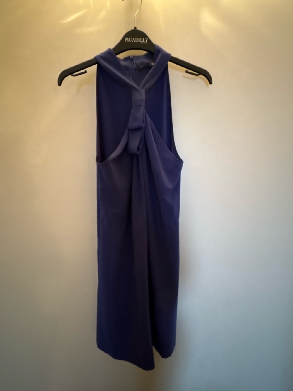 Love Moschino One-Shoulder Navy Blue Knot-Front Dress fits like xsmall